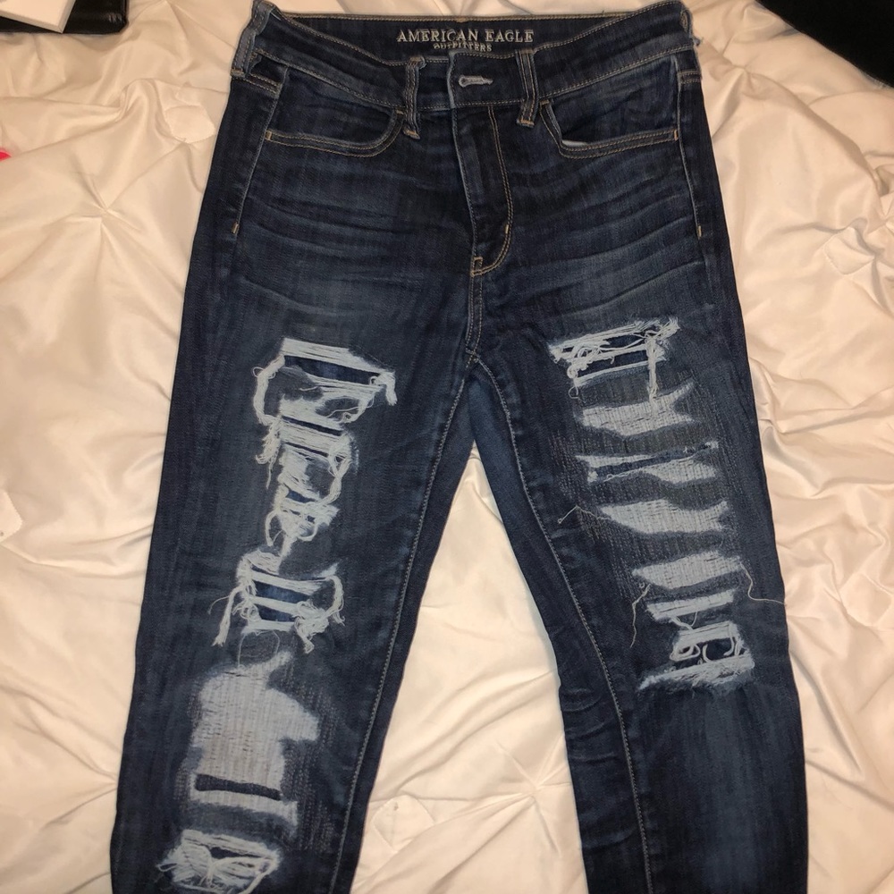 AE High Rise Distressed Skinny Jeans